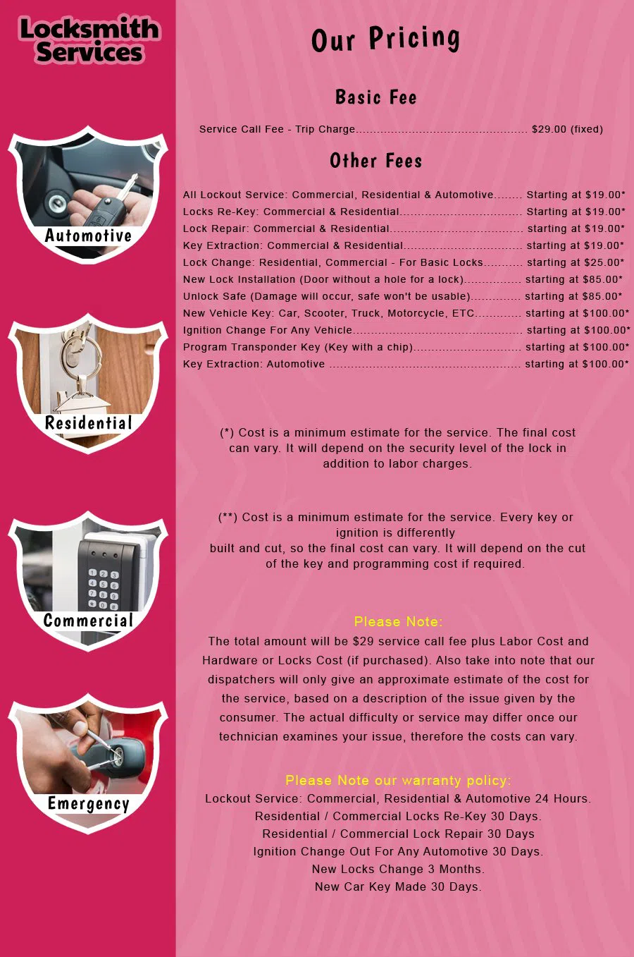 West New York NJ Locksmith Store West New York, NJ 201-630-6995 - price-list-c-18